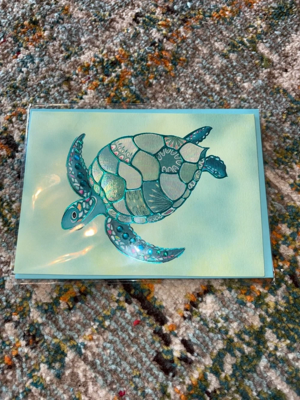 🆕Papyrus Gemmed Mosaic Sea Turtle Greeting Card